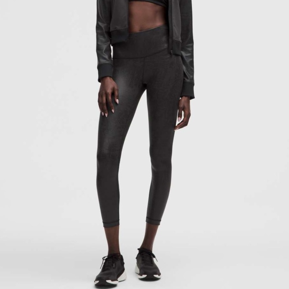 Lululemon Wunder Train High-Rise Tight 25" Foil Matte Shine Black Leggings